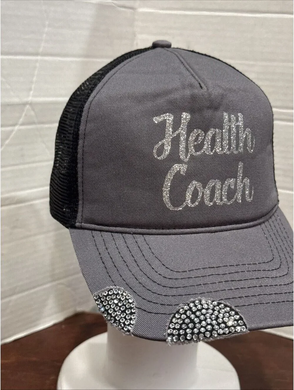 Women’s Health Coach Faux Rhinestone Diamond Workout Run Snapback Baseball Cap